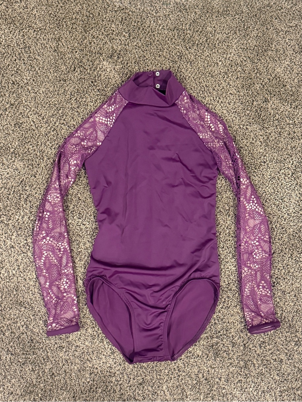 Balera Deep Purple Long-Sleeve Lace Mock Neck Leotard